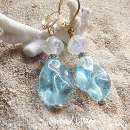 Mermaid's Perfume Bottle Earrings C 【人魚姫の香水瓶】ヴィンテージ・チェコガラスのピアス