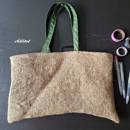 【sale】コーヒー麻袋バッグ：ジュート：インナーグリーン：Coffee Hemp【0783】