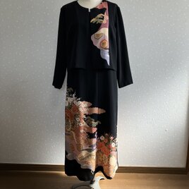 No.180ノースリーブワンピースとジャケット15号LL〜 3L着物リメイク