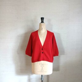 【新色♡】和紙素材で超快適♡ショート丈Vネックカーディガン　ダークレッド