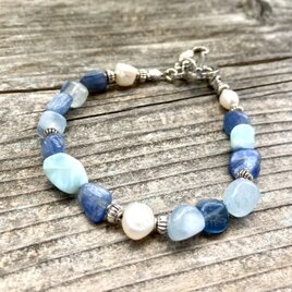 Seahorse Lagoon & Blue Horizon Bracelet ラリマー＆カイヤナイト＆アクアマリブレスレット