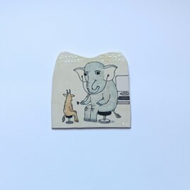 タイルの動物図鑑　ゾウ診察