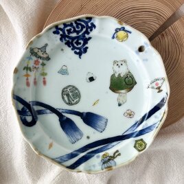 チコロット❤️取り皿❤️すべて手描き❤️染付け❤️普段使いに丁度いい❤️plate❤️童話❤️分福茶釜❤️可愛い