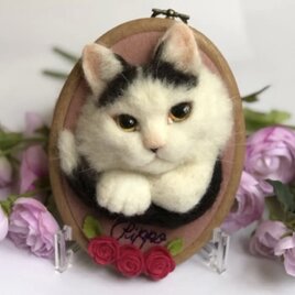羊毛フェルトで作る猫ポートレート《大タイプ上半身像》【オーダーメイド】