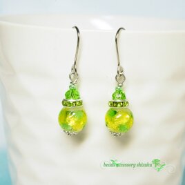 【蓄光】ホタル玉ピアス＊ライムグリーン