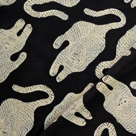 インド ブロックプリント生地 [50cm単位切売] バグルー タイガー ブラック 虎 SA 黒 とら IF0528