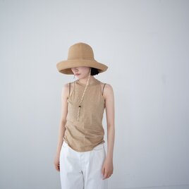 organic gauze sleeveless top/brown heather