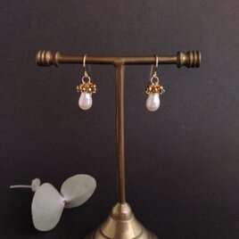 Drop pearl × hematite (Gold) / 14kgf