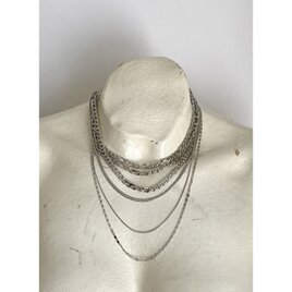 Vintage 00s retro mode volume silver tone chain necklace