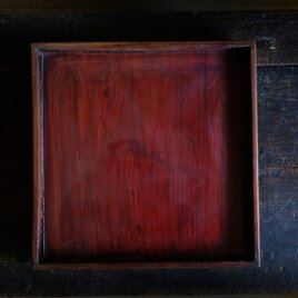 味のあるお品物◆伊勢漆器　胡桃足膳　角盆　古物　古民家　骨董・antiques　明治〜昭和初期　i3【変色、くすみ・漆落ち強め】