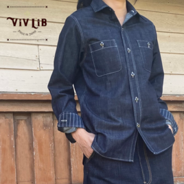＊New＊40s USN Rebuild Denim Work Shirt/岡山産インディゴ8ozデニム（ユニセックス）