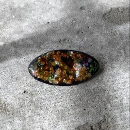 Vintage retro green multicolor enamel brooch