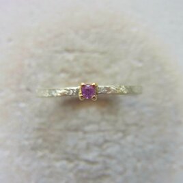 Silver ＆ Gold with Pink Sapphire Ring / SV925,K18YG,サファイア