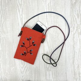 手刺繍スマホショルダー粒枝