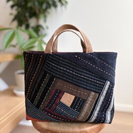古布・縞模様のちょっとそこまでミニバッグ