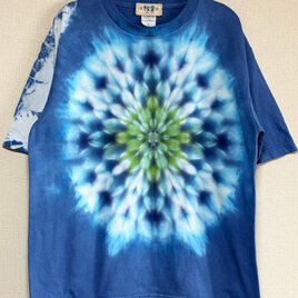 タイダイ ビッグシルエット Tシャツ Sサイズ 曼荼羅 ブルー Hippies Dye HD26-09