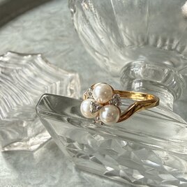 　A様専用- ヴィンテージリング U.S.A. 1960's Faux Pearl & Rhinestone Cluster