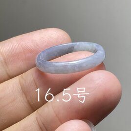 L17-216 糯種 薄ラベンダー・グレー 16.5号 グアテマラ産 A貨 本翡翠 くりぬき リング