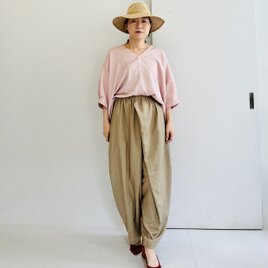 リネンクロスフロントパンツ(ベージュ)