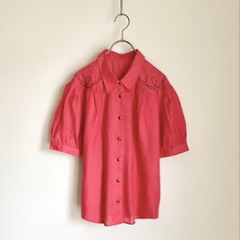 Vintage retro classical embroidery pink blouse