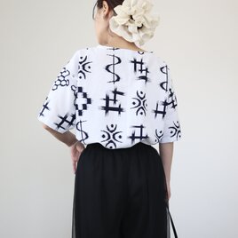 浴衣のビッグTシャツブラウス（割付文様・M）