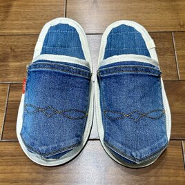 女性用★洗濯機丸洗いOK★スリッパ•室内履き★デニムリメイク　ルームシューズ