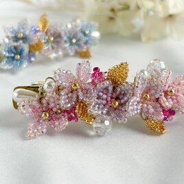 紫陽花のビーズバレッタ