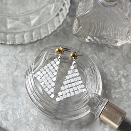 P785-ヴィンテージピアス U.S.A. 1970's White Metal Mesh Stud Earrings