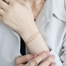 ＼カチッと簡単♪マグネット／ レイヤードブレスレット＜サージカルステンレス製＞