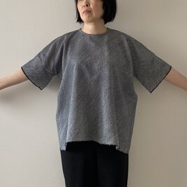 兵児帯プルオーバー　総絞り濃紺