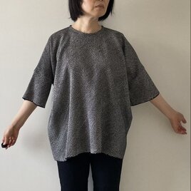 兵児帯プルオーバー　総絞り黒