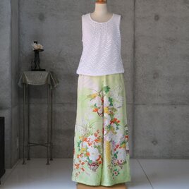 絹のワイドパンツ  Lサイズ　着物リメイク