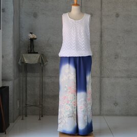 絹のワイドパンツ  Lサイズ　着物リメイク