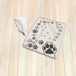 手帳型 iPadケース 《バックカバー：ハードタイプ》片面印刷/カメラ穴有【あしあと（肉球）】
