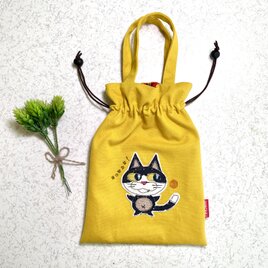 帆布の巾着バッグ〈黄〉