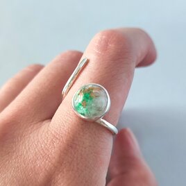 【1点もの】エメラルドインクォーツ/内包物/インクルージョン/しっぽ/silver925/リング/指輪【フリーサイズ】