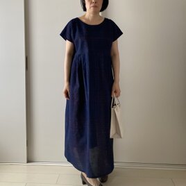 浴衣地のワンピース　しじら織　ロング