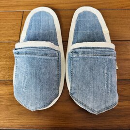 女性用★洗濯機丸洗いOK★スリッパ•室内履き★デニムリメイク　ルームシューズ