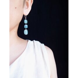 【SV】Sky Blue Kyanite Long Earrings ／スカイブルーカイヤナイト ロングフレンチピアス