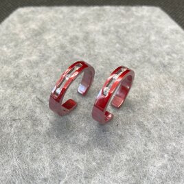 緋銅×モアサナイト3連 フリーサイズリング