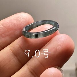 L18-21 アニバーサリーリング 黒翡翠 氷糯種 9.0号 グアテマラ産 A貨 本翡翠 くりぬき リング