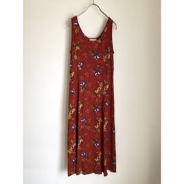 Vintage 90s USA flower design red sleeveless long one piece
