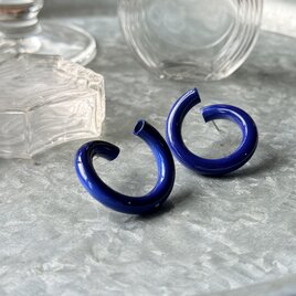 P789-ヴィンテージピアス U.S.A. 1980's Cobalt Blue Spiral Hoop