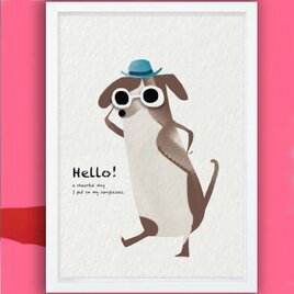 Hello! 　犬　送料無料 　アート/sei新着作品/新着順　イラスト　ポスター　アートポスター　2191