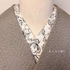 綿の半衿 線画の花