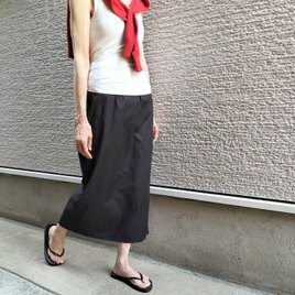【新作】夏リネン『自分らしく、はきこなす』最旬タイトスカート・ロング(黒）