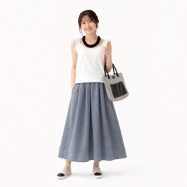 ★丈84㎝まで★ヘリンボーン★裾切り替えたっぷりギャザースカート★受注製作★