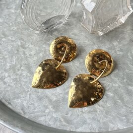 P790-ヴィンテージピアス U.S.A. 1980-90's Hammered Gold Textured Metal