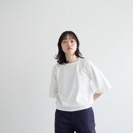 5部袖ラグランカットソー/white