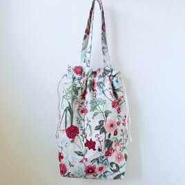 保温保冷シート付き巾着型エコバッグ・大きめ（フラワー）